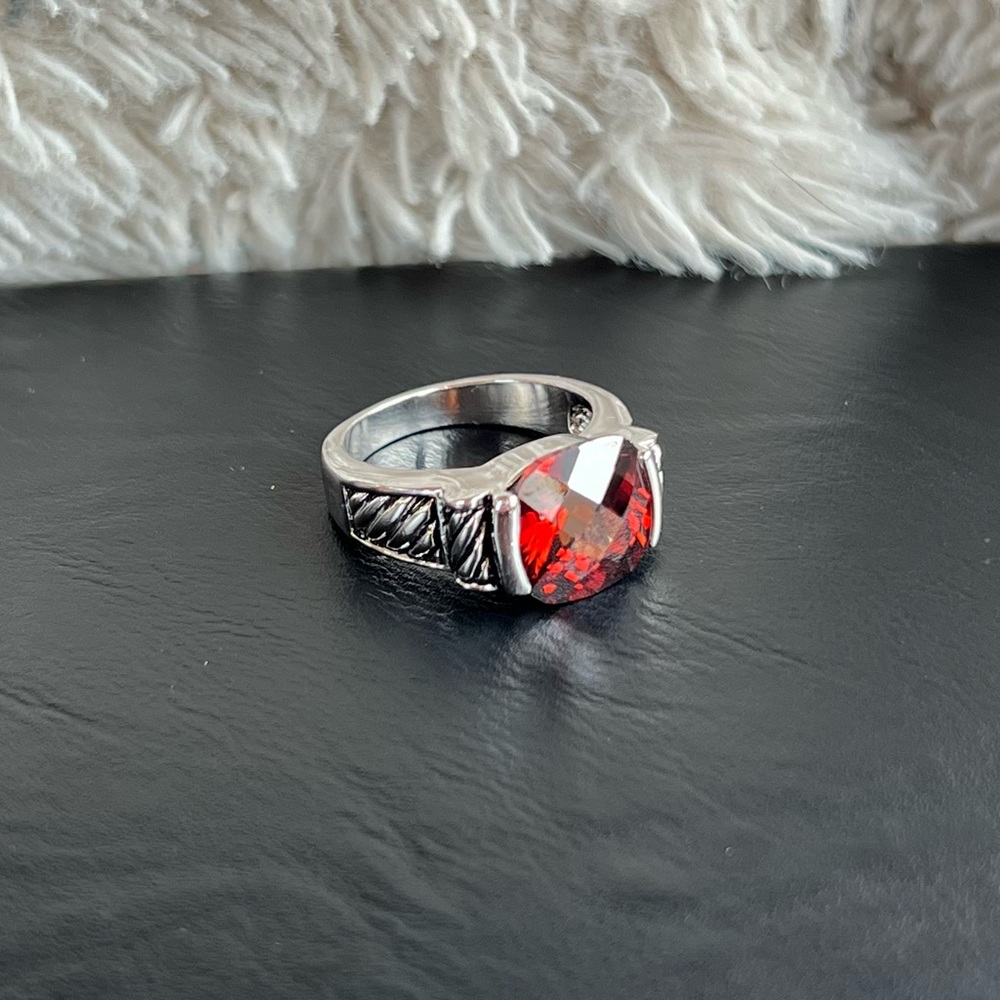 Red and Silver Tone Ring
